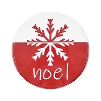Boîte de rangement ronde en étain pour cadeaux de Noël, motif flocon de neige rouge, grande taille, 7,9 x 7,9 x 3,9 pouces, 1 pièce