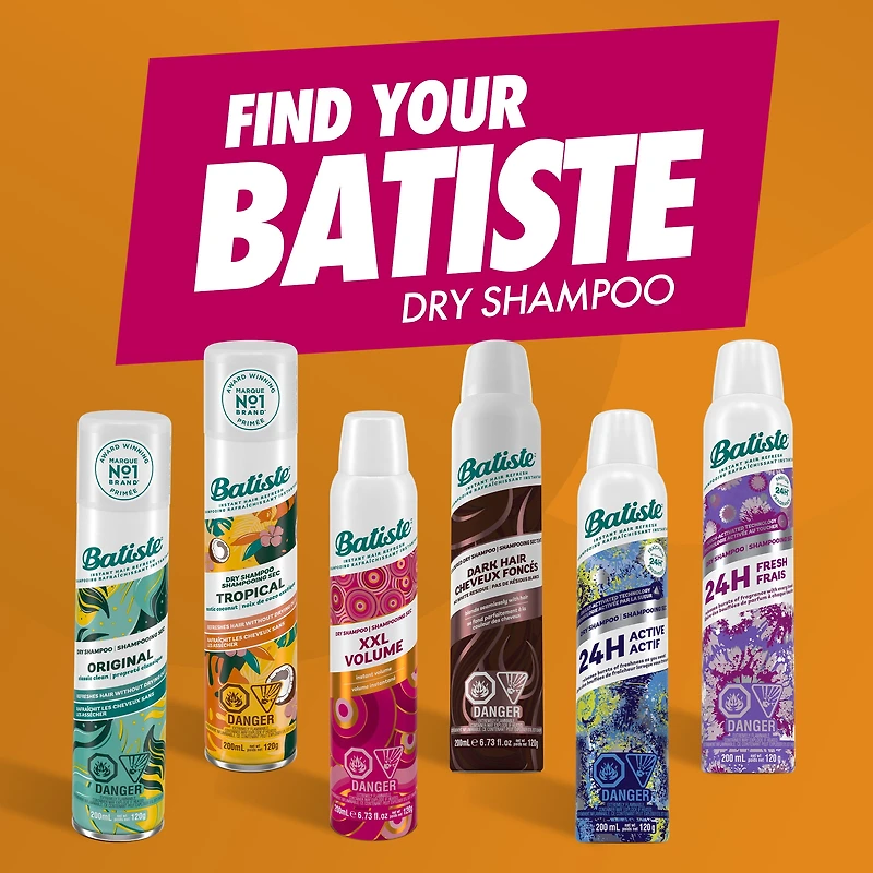 Shampooing sec en vaporisateur XXL Volume Batiste, format économique, shampooing sec pour texture capillaire rehaussée, grand format, 350 ml