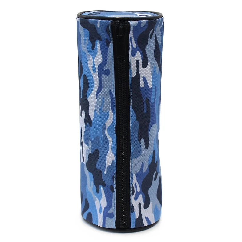 Pen+Gear Étui à crayons en forme de tonneau, motif camouflage, bleu