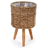 Truu Design Decorative Cattail Planter Set with Wooden Legs