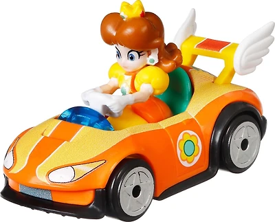 Kart Princess Daisy de Mario Kart sous forme de véhicules Hot Wheels en métal moulé sous pression à l’échelle 1:64
