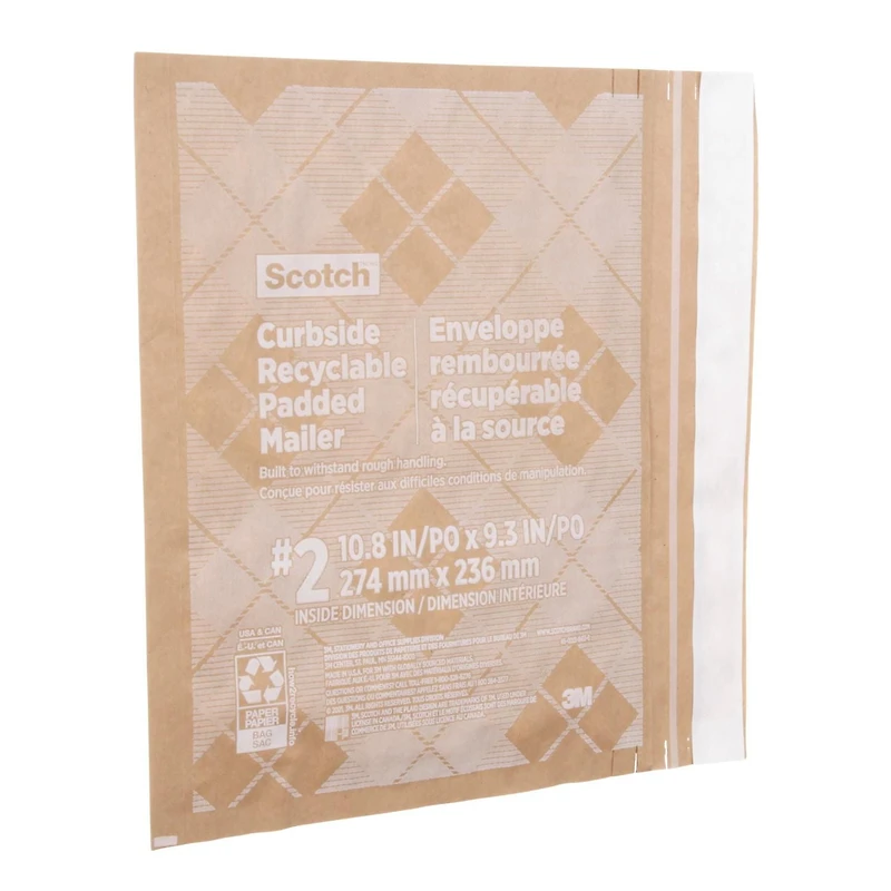 Enveloppe rembourrée récupérable à la source Scotch(MC) CR-2-1-20, 266 mm x 228 mm (10,5 po x 9 po), format 2 Enveloppe Scotch(MC) CR-2-1-20