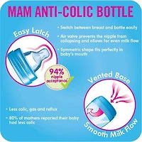 Biberon anti-coliques MAM Easy Start 260 ml (1 unité), produits essentiels pour bébé, biberons à débit moyen avec tétine en silicone, biberons pour bébé garçon
