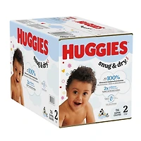 Couches Huggies Snug & Dry pour bébé, taille Giga 1 à 7, 128 à 54 unités Taille 1 à 7 | Comte 54-128