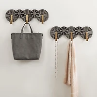 hometrends Spinoza Plaque with Hooks Set, Black/Natural