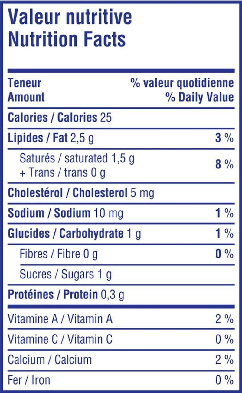 Crème de table 15 % Québon 473 ML