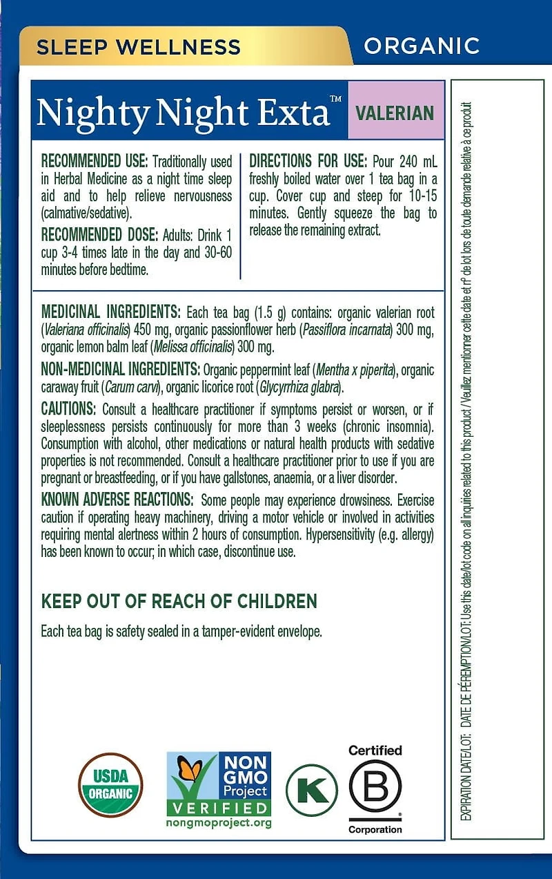 Traditional Medicinals Nighty Night Extra, 16 Wrapped Tea Bags