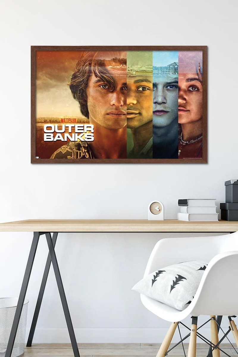 Netflix Outer Banks - Faces Wall Poster, 22.375" x 34" Framed