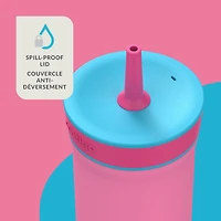Gobelet antidéversement pour enfants Contigo Leighton en acier inoxydable avec paille, 354 ml, azalée et fraise