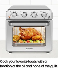 Chefman Toaster Oven Air Fryer Combo w/ 19 Quart Capacity, 7-in-1 Functionality - Stainless Steel, New