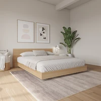 Satori Low Platform King Size Bed Set in Natural Blonde Oak