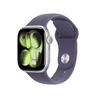 Apple Watch Series 11 GPS - Boîtier 46 mm en aluminium argent - Bracelet sport brume violette (P/M)