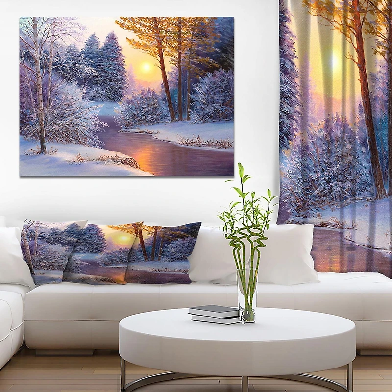 Designart Forêt d'hiver dans la rivière Art mural sur toile