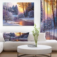 Designart Forêt d'hiver dans la rivière Art mural sur toile
