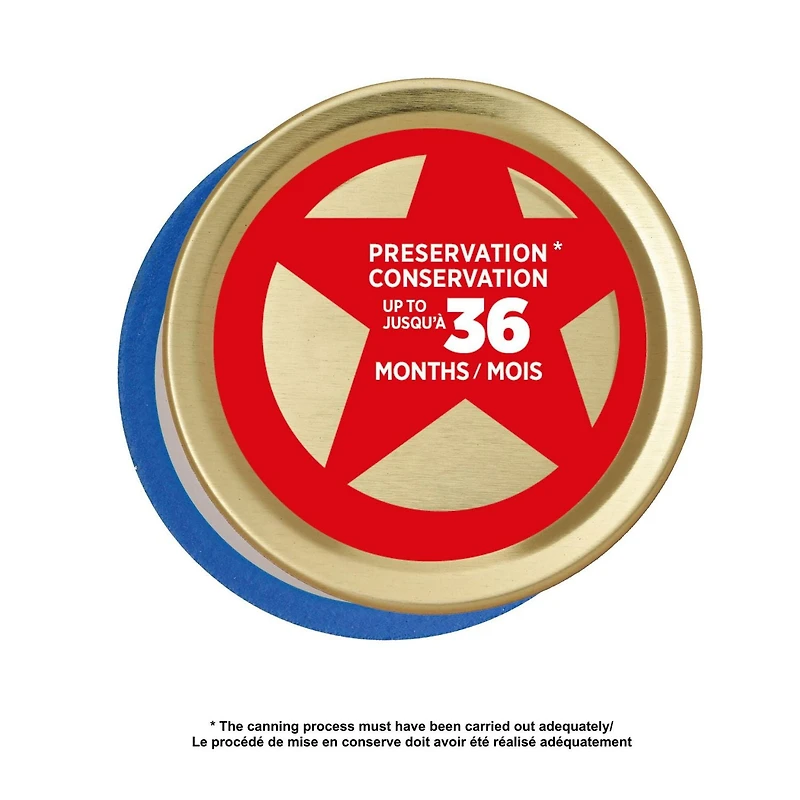 Starfrit 12 Regular Mouth Canning Bands and Lids, 70 mm, Fits Mason Jars, BPA Free, Rust-Resistant, High Pressure Safe, Long-Term Food Preservation, Strong Seal, Blue Rubber Seal