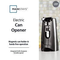 Mainstays Can Opener and Knife Sharpener, Bottle Opener with Removable Cutting Lever,with Stainless steel blade,Black, Mainstays Can Opener and Knife Sharpener, Bottle Opener with Removable Cutting Lever Black