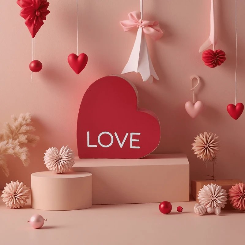 Comment célébrer le décor des signes d'amour rouge du bois