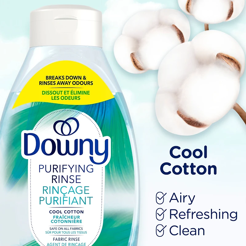 Éliminateur d’odeurs purifiant pour lessive et assouplissant textile Downy, sûr pour tous les tissus, compatible avec les laveuses HE, Fraîcheur cotonnière 70 Charges, 1,41 L