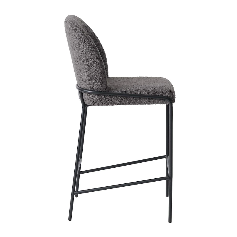Tabouret de bar CorLiving Blakeley Modern Boucle en tissu rembourré avec pieds en métal – Vendu à l'unité