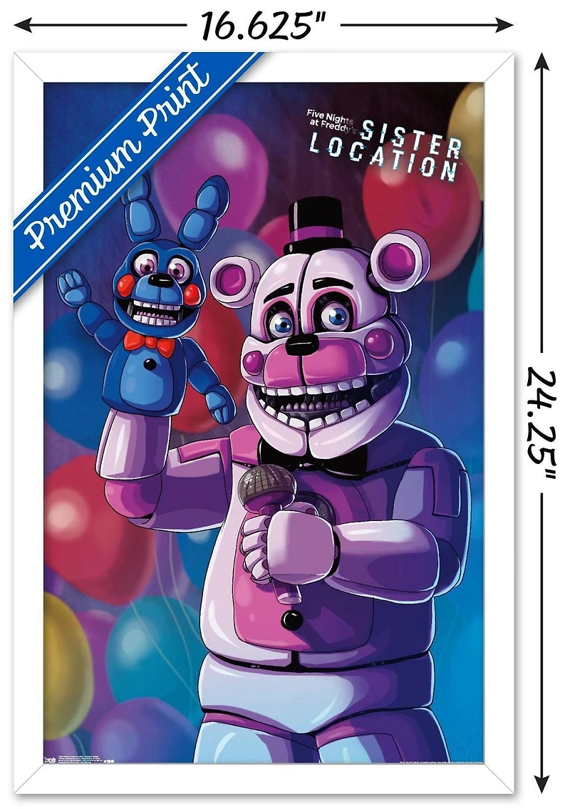 Five Nights at Freddy's: Sister Location - Funtime Freddy Wall Poster, 22.375" x 34" Framed