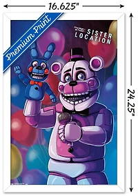 Five Nights at Freddy's: Sister Location - Funtime Freddy Wall Poster, 22.375" x 34" Framed