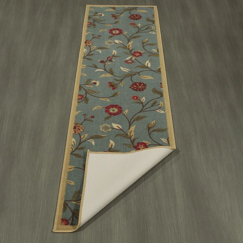Tapis contemporain à motif de feuilles et à sous-couche en caoutchouc de la collection Ottohome