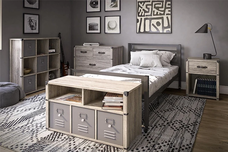 Little Seeds Nova 1 Drawer Storage Nightstand – Grey Oak