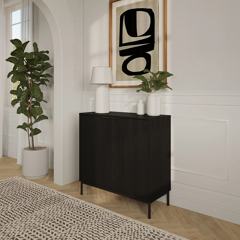 Armoire de rangement Nexera Slim à 2 portes, noire
