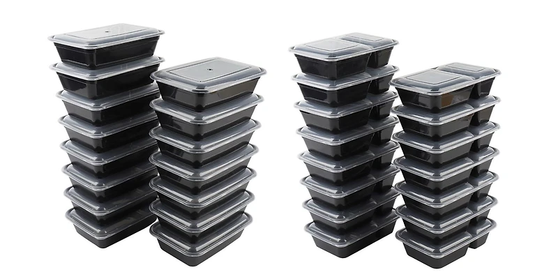 Mainstays 60 Piece Meal Prep Food Storage Containers, dimensions: 8.8"L x 6"W x 2.4"D