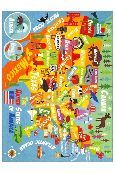 KC Cubs collection de récréation USA États-Unis carte tapis de zone d'apprentissage éducatif et de jeu tapis de tapis pour enfants et enfants chambres et salle de jeux