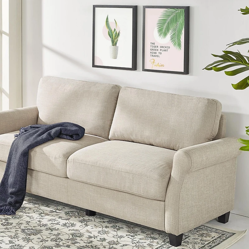 Zinus Josh Traditional Modern 3-Seater Upholstered Sofa Couch, Beige
