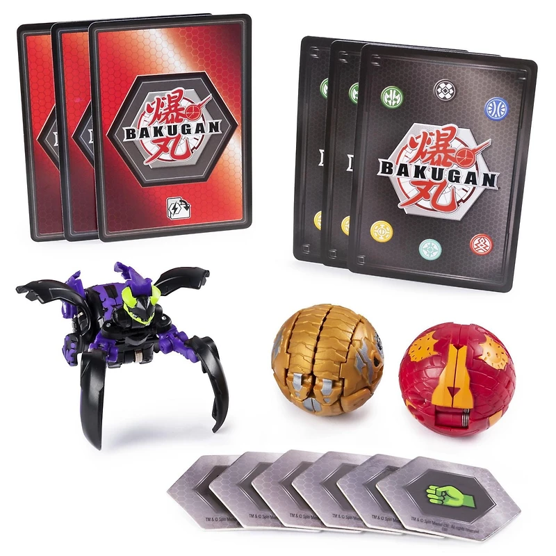 Bakugan Starter Pack 3-Pack, Darkus Mantonoid, Collectible Action Figures, for Ages 6 and Up