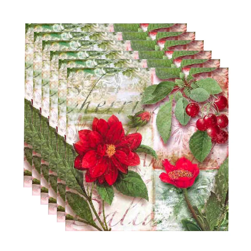 Lot De 20 Serviettes De Table 3 Plis (Fleurs Des Fêtes) - Lot De 6