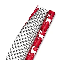 Hallmark Reversible Christmas Wrapping Paper (Reindeer and Holiday Plaid)
