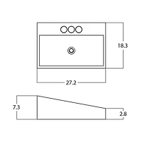 American Imaginations -in. W Above Counter White Bathroom Vessel Sink For 3H4-in. Center Drilling AI