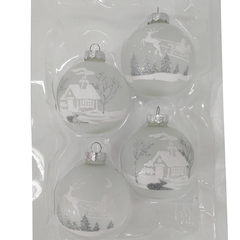 Holiday Time Dia 65mm 4Ct Deer&House Glass Ornament