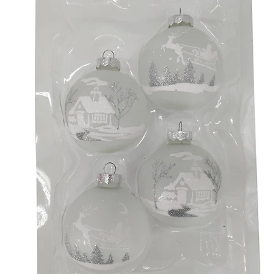 Holiday Time Dia 65mm 4Ct Deer&House Glass Ornament