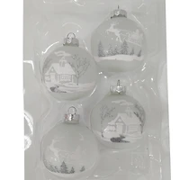 Holiday Time Dia 65mm 4Ct Deer&House Glass Ornament