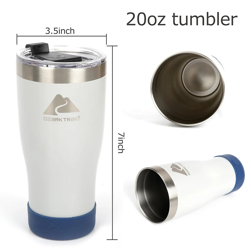 Ozark Trail Stainless Steel Vacuum Tumblers, 20 oz, Grey