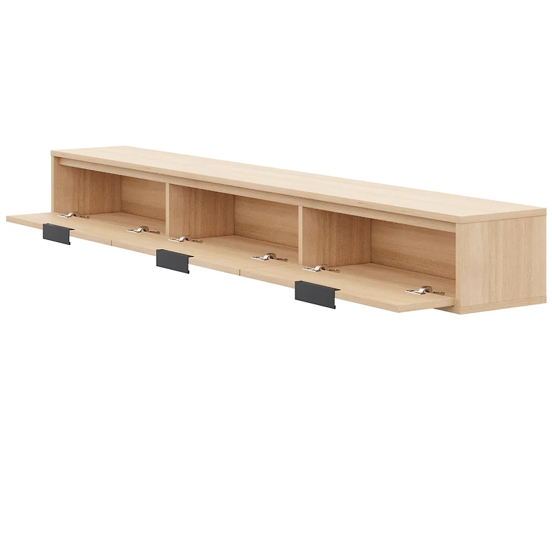 Nexera Slim 72" Wall-Mounted 3 Door TV Stand with 3 Cabinets, Natural Blonde Oak