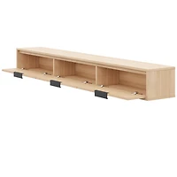 Nexera Slim 72" Wall-Mounted 3 Door TV Stand with 3 Cabinets, Natural Blonde Oak