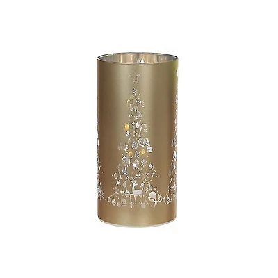 Arbre De Noël Avec Support En Verre Cylindrique À Led