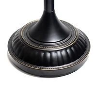 Lampadaire Torchiere Elegant Designs à 1 Lumière avec Abat-Jour en verre marbré blanc, bronze et blanc