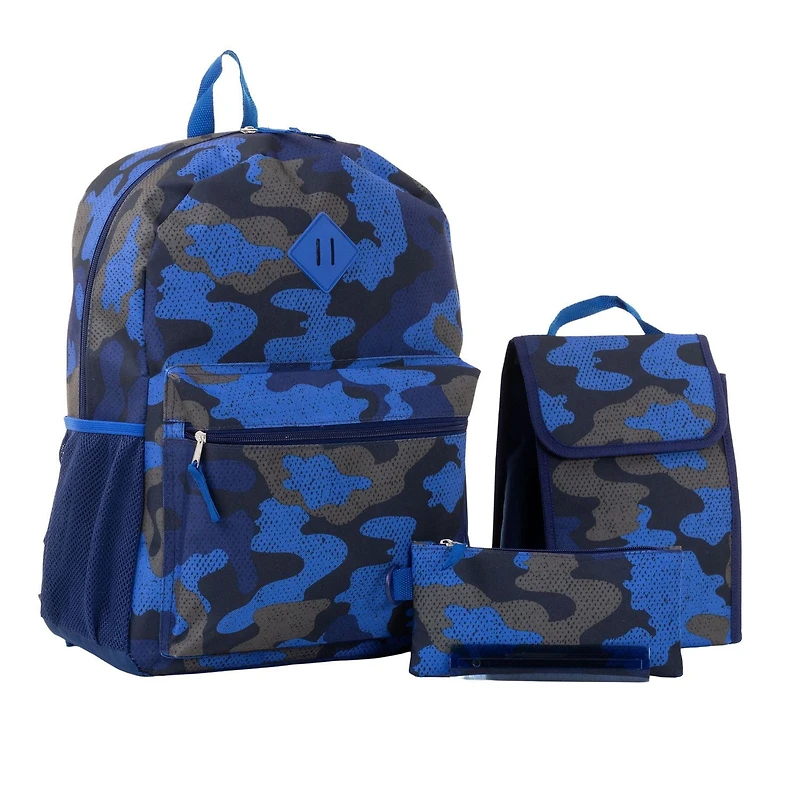 Jetstream 4pcs Full School Day Backpack set, Blue Camo