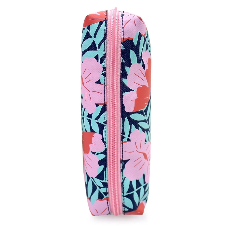 Pen+Gear Étui à crayons vignes florales en marine avec fleurs rose vif