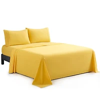 Literie Marina Decoration, 600 fils/cm², ultra douce, à poches profondes, en coton percale à fibres longues, toutes saisons, couleur jaune