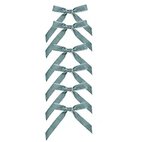 FRAÎCHE Holiday Light Blue Velvet Bow Clips Ornament Set, 6 Pack