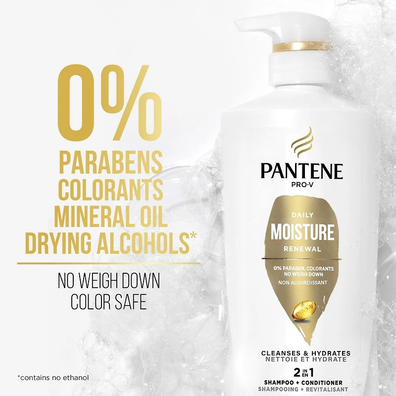 PANTENE PRO-V Daily Moisture Renewal 2 in 1 Shampoo + Conditioner, 17.9 oz/530mL