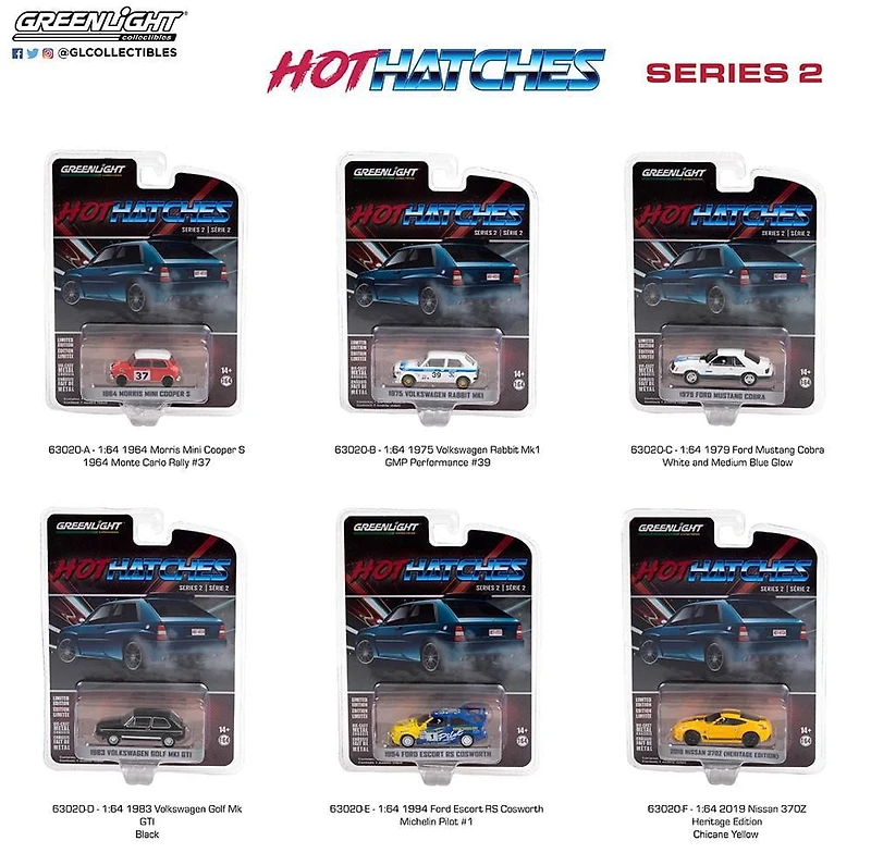 1:64 GreenLight Hot Hatches Die-Cast Véhicules Série 2
