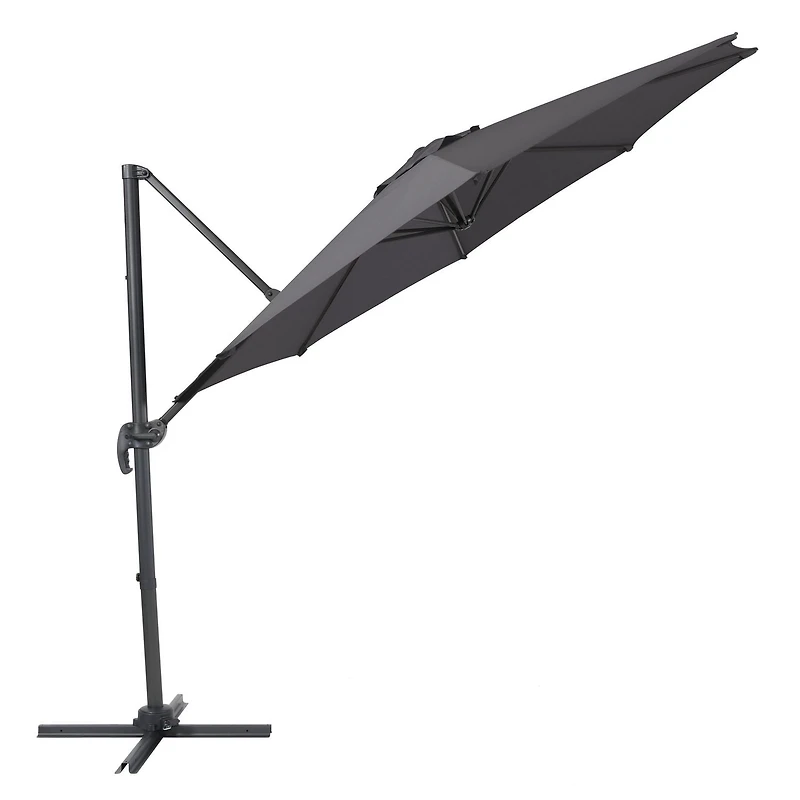 Parasol d'extérieur inclinable et rotatif CorLiving de 9,5 pieds avec cadre en aluminium et acier et auvent durable